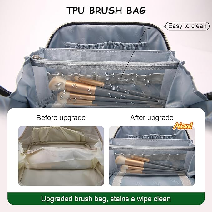 Travel Makeup Bag for Women: Large Capacity Open Flat Make up Bag Set of 3 - Image 5