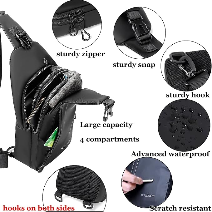 Waterproof Sling Bags Mens Shoulder Crossbody Backpack - Image 4