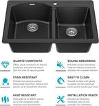 KRAUS Forteza 33-inch Drop In/Undermount 60/40 Double Bowl Granite Kitchen Sink - Image 16