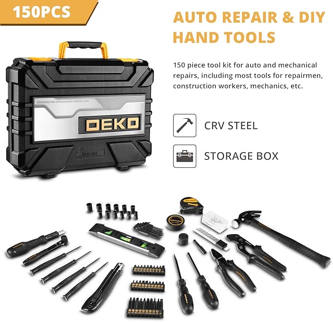 DEKOPRO 150 Piece Tool Set, General Household Hand Tool Kit, Home Repair Tool - Image 7