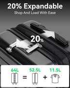 LUGGEX 24 Inch Luggage with Spinner Wheels, Expandable PC Hard Shell Checked - Image 4