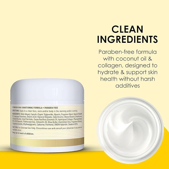 MASON NATURAL Coconut Oil Beauty Cream, Hydrating Moisturizer With Collagen for Smooth & Firm Skin, 2 oz, Pack of 3
