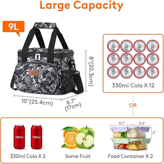 Lifewit Medium Lunch Bag Insulated Lunch Box Soft Cooler Cooling Tote - Image 4