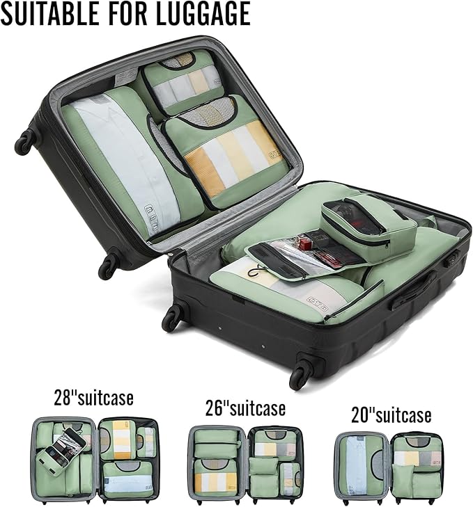 Veken 8 Set Packing Cubes for Travel Essentials, Suitcase Organizer Bags in 4 - Image 6