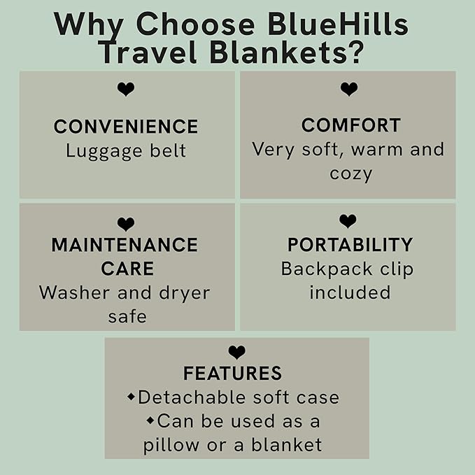 BlueHills Premium Soft Plush Travel Blanket Pillow - Image 5