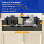 Dcolora Waterfall Smart Kitchen Sink 33x22 Drop In Single Bowl Multifunctional - Image 3