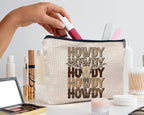 IWXYI Retro Western Leopard Cow Skull Howdy Decor Makeup Bag,Vintage Western Cowboy Howdy Women'S Make up Bag Zipper Pouch Travel Toiletry Gifts For Women Teenage Girls Girl