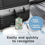2 Pack Leather Luggage Tag for Suitcase Spring Flowers Leaves Berries Unique - Image 4