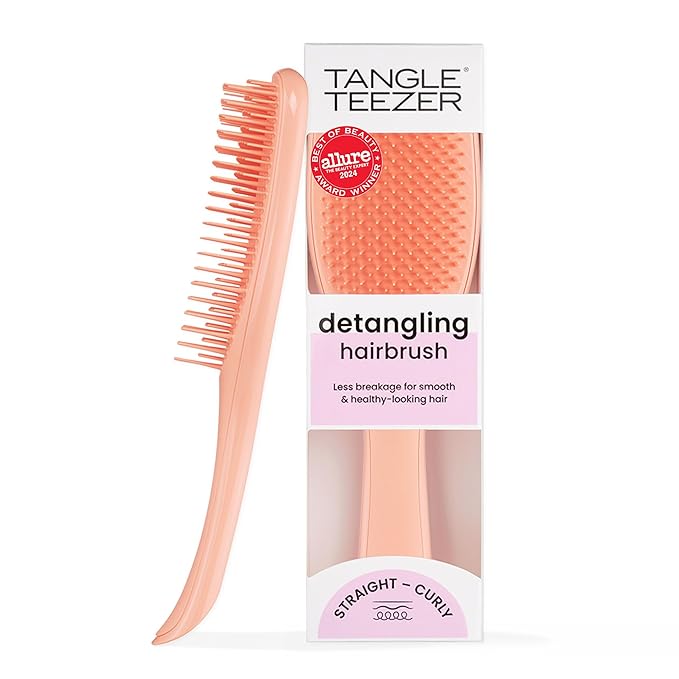 Tangle Teezer Ultimate Detangler Brush for Wet & Dry Hair, Eliminates Knots & Reduces Breakage for Straight to Wavy Hair Types, Amazon Exclusive Apricot