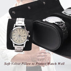 Watch Travel Case, Luxury Leather Watch Roll 2 Slot Organizer Box, Jewelry - Image 4