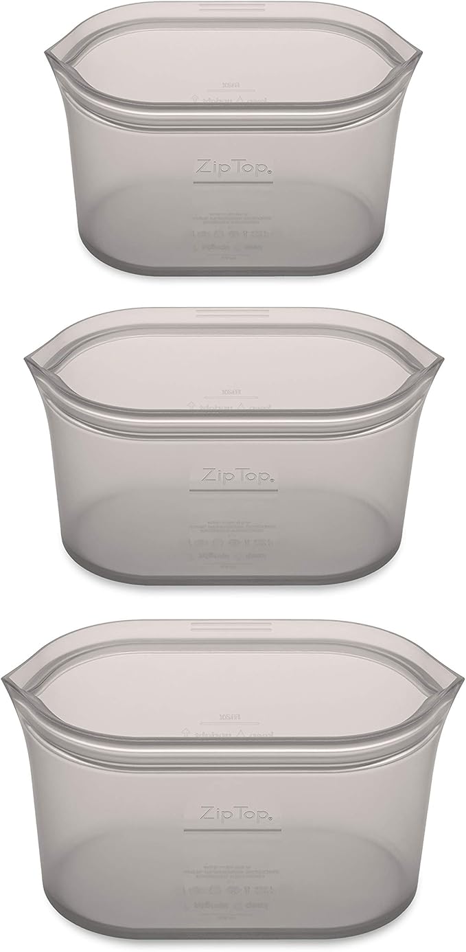 Zip Top Reusable Food Storage Bags | 3 Dish Set | Silicone Meal Prep Container - Image 2