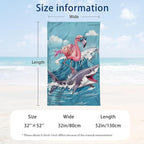 WZOMT Microfiber Flamingo Beach Towel Oversized, Funny Flamingo Riding A Shark - Image 3
