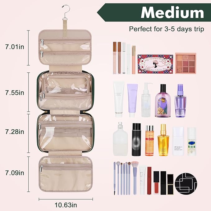 Wedama Toiletry Bag for Women, Medium Cosmetic Travel Bag, Hanging Toiletry Bag - Image 2