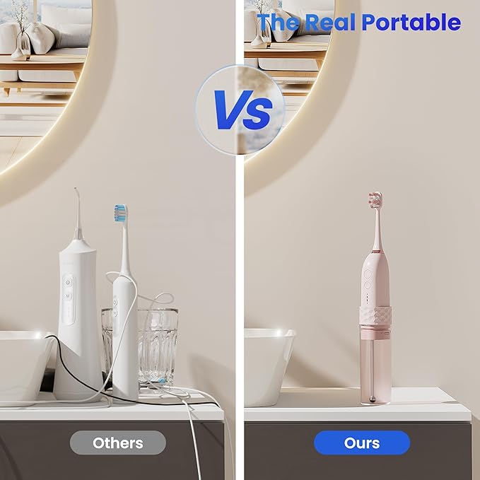 Portable Water flosser with Electric Toothbrush, 2 in 1 Teeth Cleaning Kit - Image 7