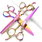 5.5/6 /7 Inch Purple Dragon Knight Professional Japanese Hair Scissors Barber Scissors Set (6 inch 3pc)