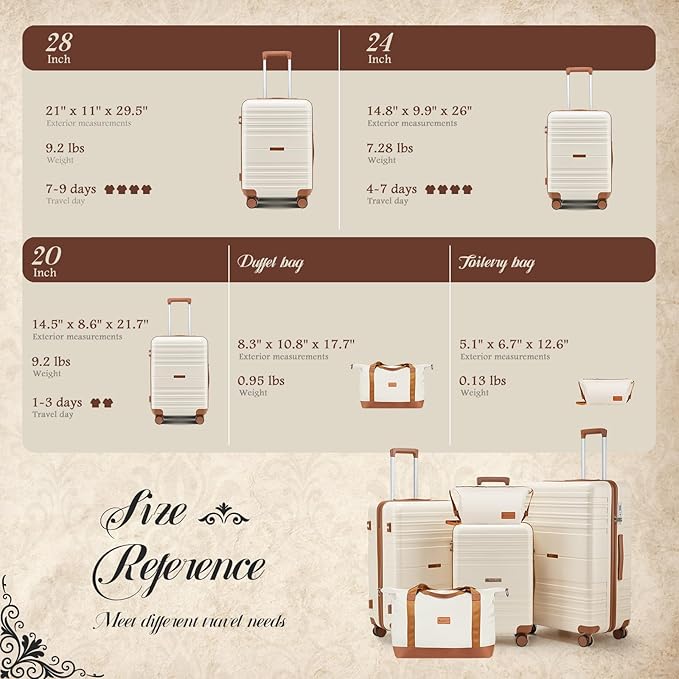 Luggage Sets with spinner wheels, PC+ABS Hard Shell Travel Luggage, Lightweight - Image 8