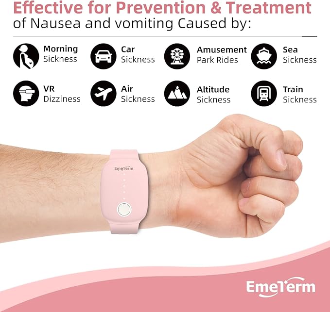 EmeTerm Fashion Pink Anti-Nausea Wristband Relieve Morning Motion Travel - Image 2