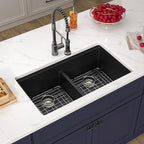 33 Inch Black Undermount Granite Composite Kitchen Sink Under Counter Quartz - Image 4