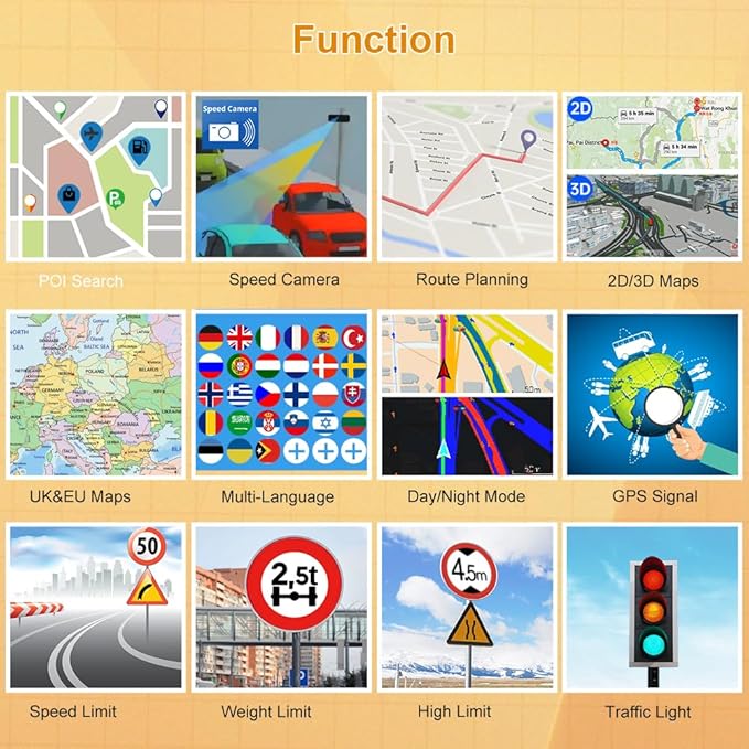 GPS Navigator for Car 7 inch Touch Screen Voice Prompts Turn Direction Speed - Image 2