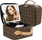 Travel Makeup Bag With 360° rotating LED Mirror, Waterproof cosmetic organizer by Unknown