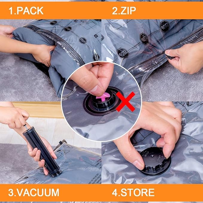 6 Large Vacuum Storage Bags, Plastic Packaging Bags, Space Saver Sealer - Image 4