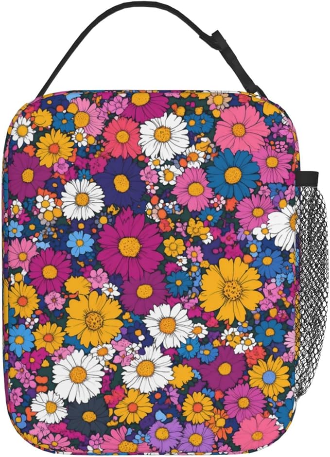 Floral Insulated Lunch Box for Women Men Floral Lunch Bag for Travel, or - Image 3