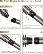 7MAGIC 6 in 1 Multi Hair Styler Dryer Brush, 110,000 RPM High-Speed, Negative Ionic, Fast Drying for Professional Blow Dry, Curling, Volumizing, Straightening and Styling, Silver
