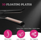 SKIMI Airflow Styler, Titanium Flat Iron Hair Straightener, Professional Curling Iron with Cooling Air Vents to Lock in Style, 5 Temps & Dual Voltage, Auto Off (Black & Blush Gold).