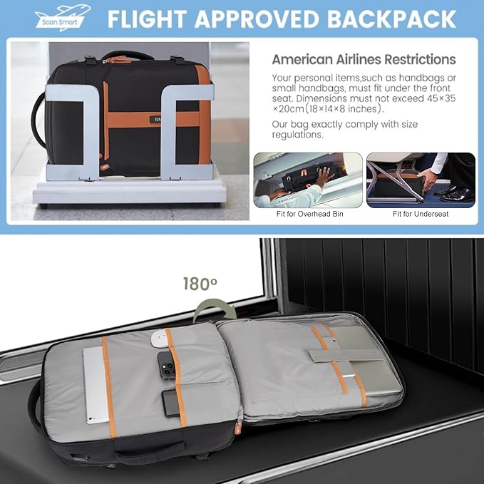 42L Travel Laptop Backpack, Expandable Carry-on Luggage, Anti-Theft Business - Image 2