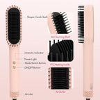 Hair Straightener Brush with Hot & Cool Air, AngKng Anti-Scald Heat Comb Straightener for Straightening Hair, 30s Fast Heating, Hot Air Straightening Brush for Women, Dual Voltage for Travel, Pink