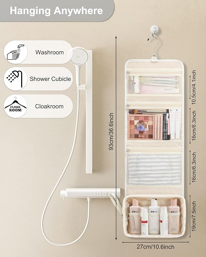 Relavel Hanging Toiletry Bag for Women, Hanging Makeup Organizer - Image 4