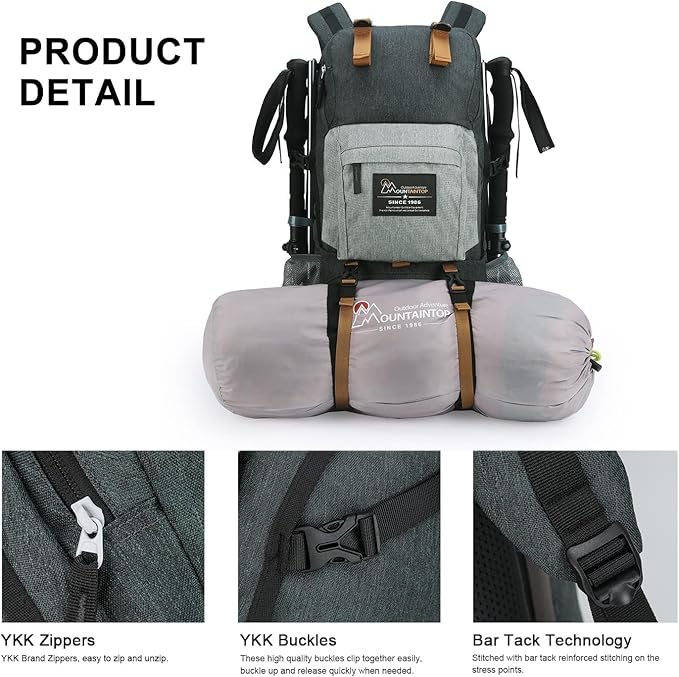MOUNTAINTOP 40L Hiking Backpack Lightweight Travel Backpack - Image 6