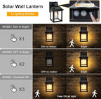 Solar Wall Lights Outdoor, Dusk to Dawn Solar Sconces, Motion Sensor Porch - Image 2