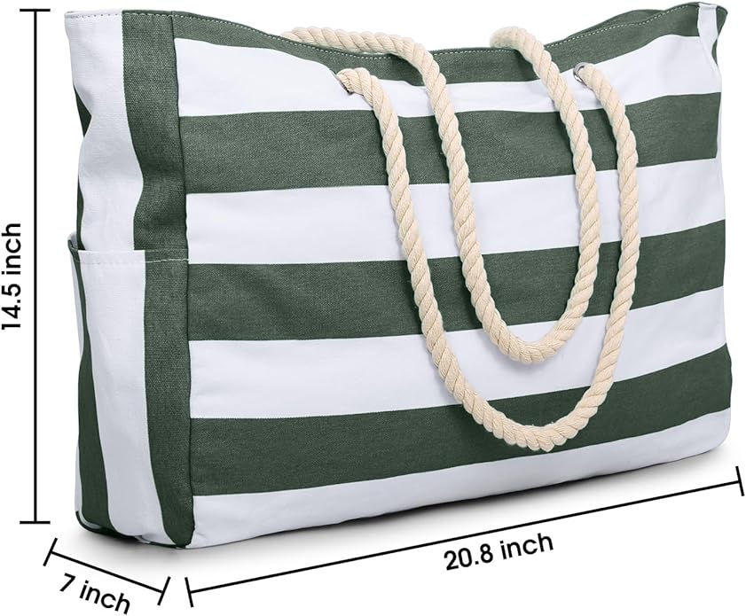 Becokan Beach Bags for Women Large Waterproof Beach Tote Bag Zipper Beach Bags - Image 4