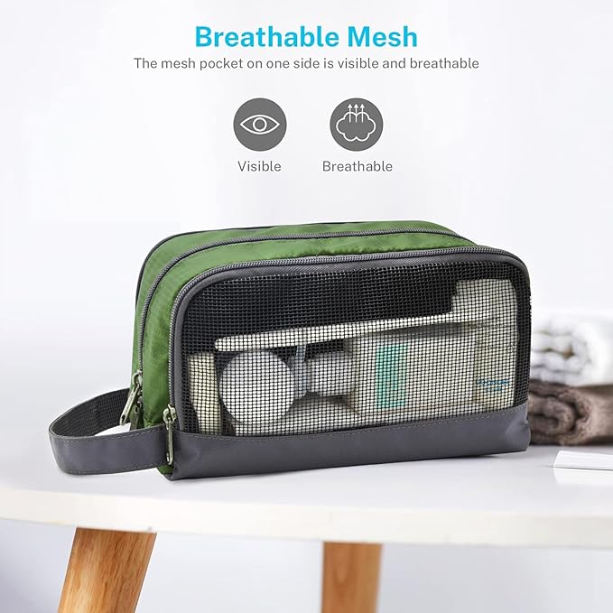 Gonex Travel Toiletry Bag Nylon, Dopp Kit Shaving Bag Toiletry Organizer Olive - Image 4