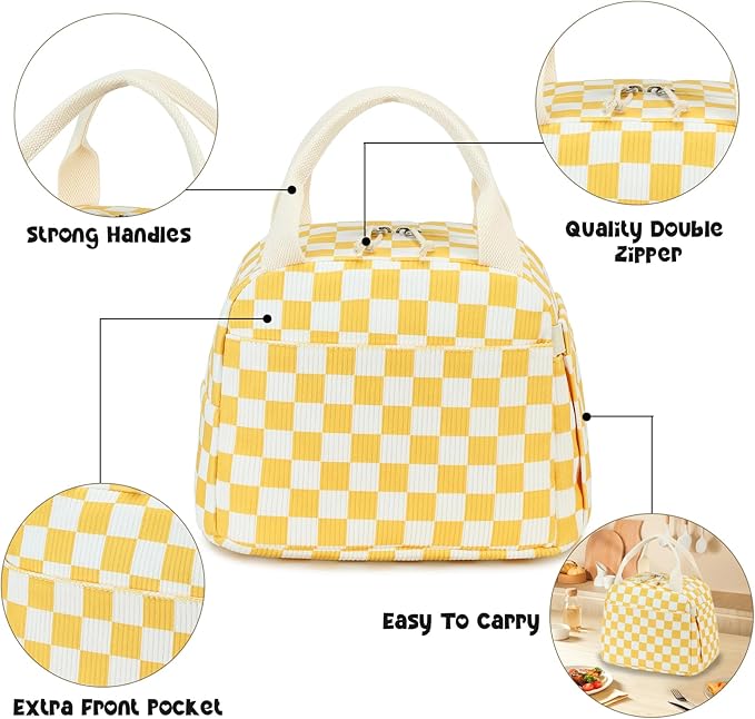 Bluboon Lunch Box for Women men Insulated Cute Corduroy Lunch bag, Reusable - Image 9