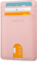 Buffway Mens Slim Wallet, Minimalist Thin Front Pocket Leather Credit Card by Buffway