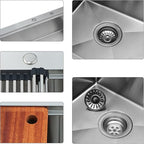 25 x 22 Inch Kitchen Sink, Drop In Stainless Steel Single Bowl Workstation Sink - Image 4