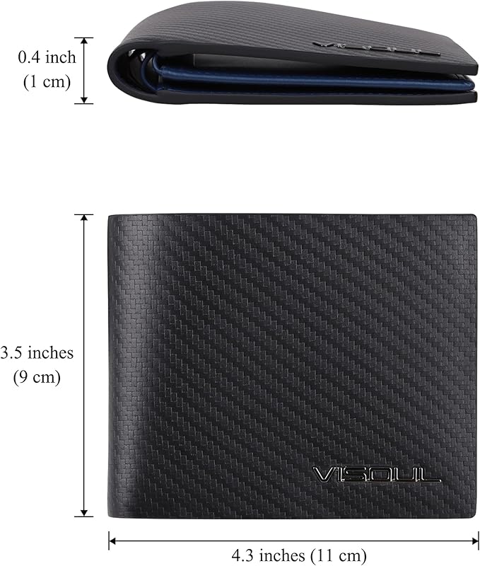 VISOUL Leather Mens Bifold RFID Blocking Wallet - Image 4
