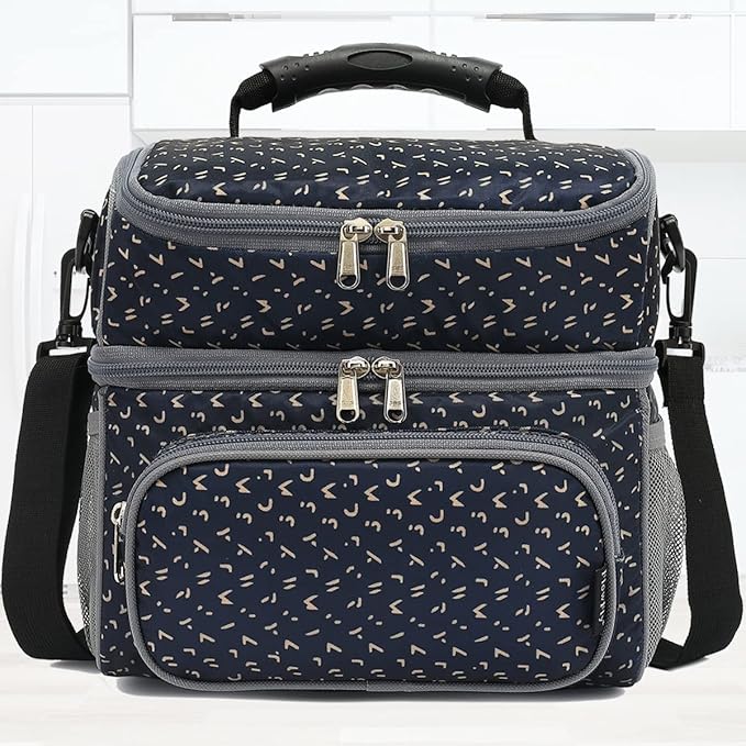 FlowFly Double Layer Cooler Insulated Lunch Bag Adult Lunch Box Large Tote Bag - Image 7