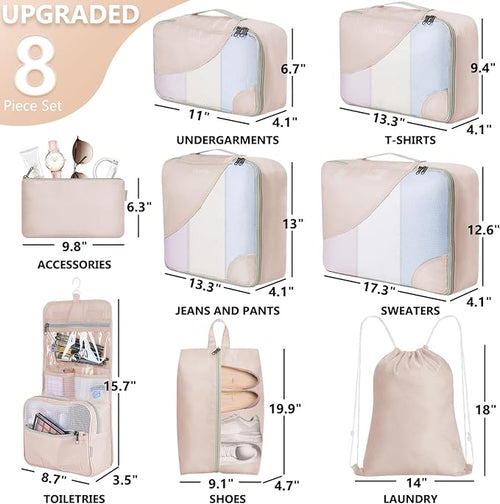10 Set/8 Set Packing Cubes for Travel, Gifts for Women Mom, Anti-Tearing - Image 2
