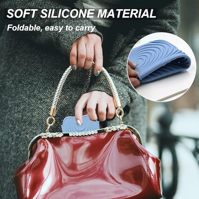 Heat Insulating Silicone Mat Pouch for Hair Straightener, Anti-Slip Travel Pad Cover for Curling & Flat Iron, Portable Styling Heat Mat Holder for Curler Wand and Hot Waver (Blue)