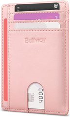 Buffway Slim Minimalist Front Pocket RFID Blocking Leather Wallets by Buffway