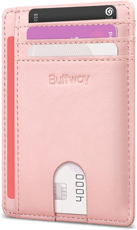 Buffway Slim Minimalist Front Pocket RFID Blocking Leather Wallets by Buffway