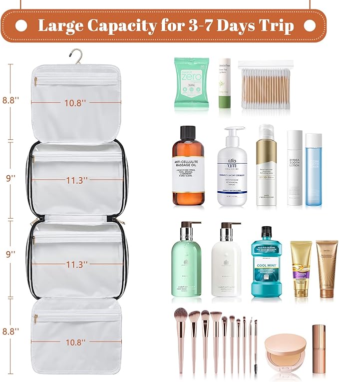 Hanging Travel Toiletry Bag, Large Capacity Cosmetic Travel Toiletry Organizer - Image 2