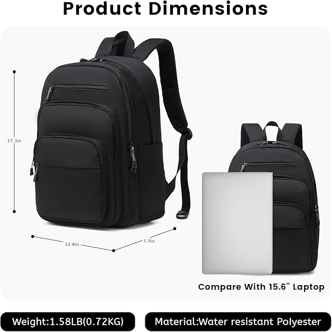 Lanola Basic Multi-Pocket Multipurpose Backpack Classical Water Resistant - Image 2