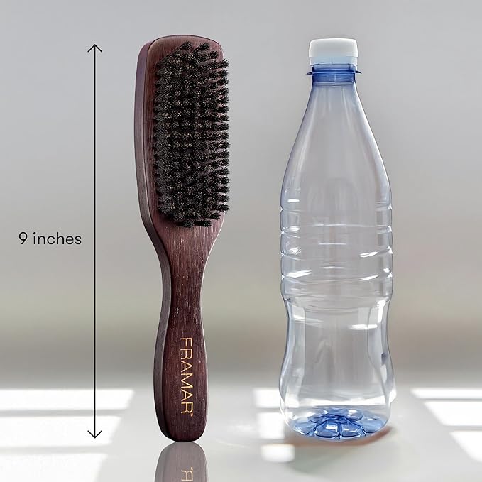 FRAMAR Slick Back Hair Brush Boar Bristles – Slick Back Brush, Smoothing Hair Brush For Women, Boar Bristle Hair Brush For Fine Hair, Slickback Brush For Volume and Shine - Brown Velvet