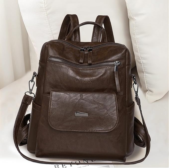 PU Leather Backpack Purse for Women Fashion Multipurpose Design Handbag Ladies - Image 4