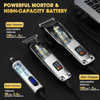 Hair Clippers for Men,4 in 1 Professional Hair Clippers T-Blade Trimmer Electric Foil Shaver Nose Hair Trimmer Set,Cordless Barber Hair Cutting Men’s Grooming Kit LCD Display Gifts (Silver)