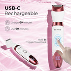 Bikini Trimmer for Women, LED Display Electric Razors for Women, 5-in-1 Electric Shaver, Rechargeable Painless Pubic Hair Trimmer for Legs, Underarms, Face & Sensitive Skin (Purple)